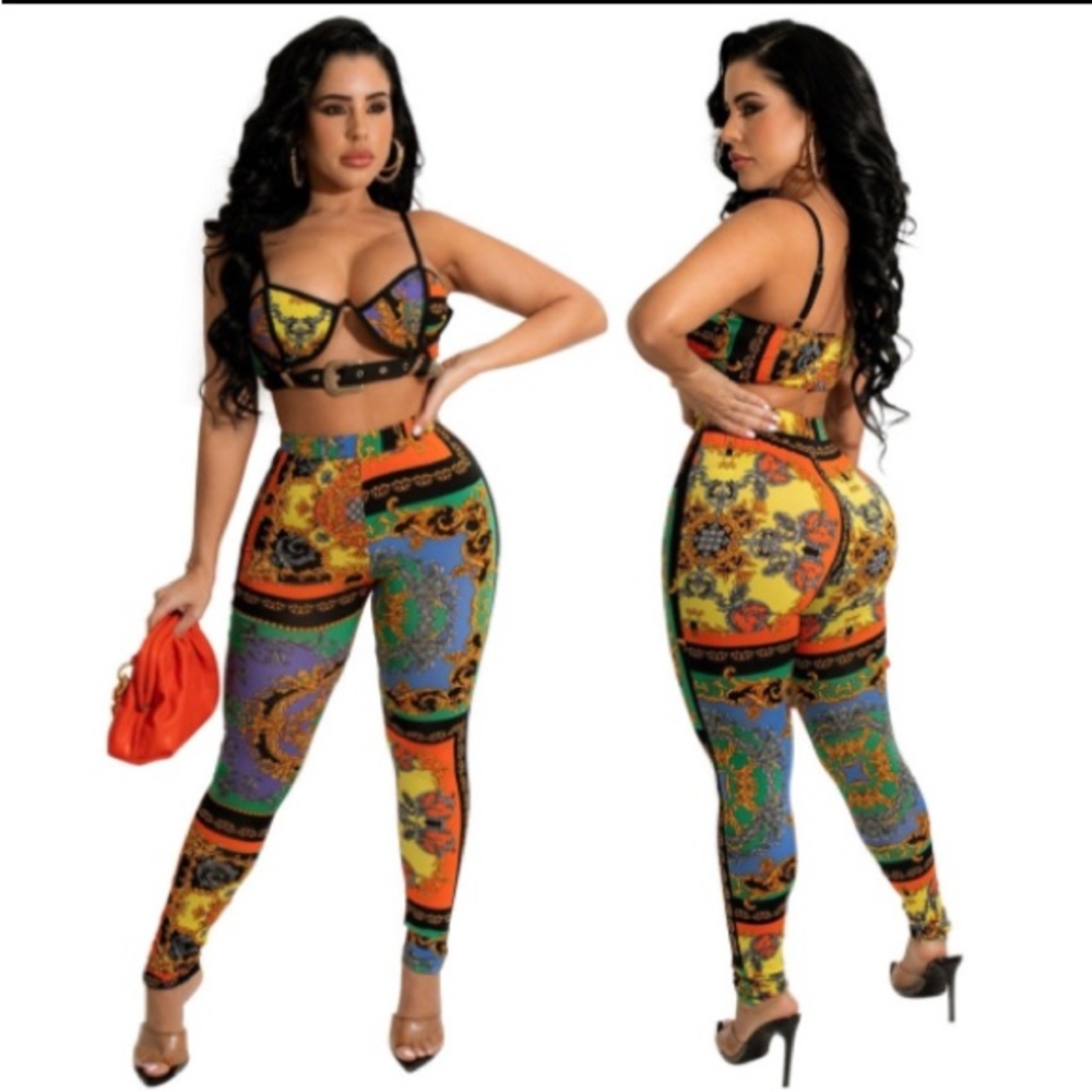 2pc Women PantsSet Crop Top